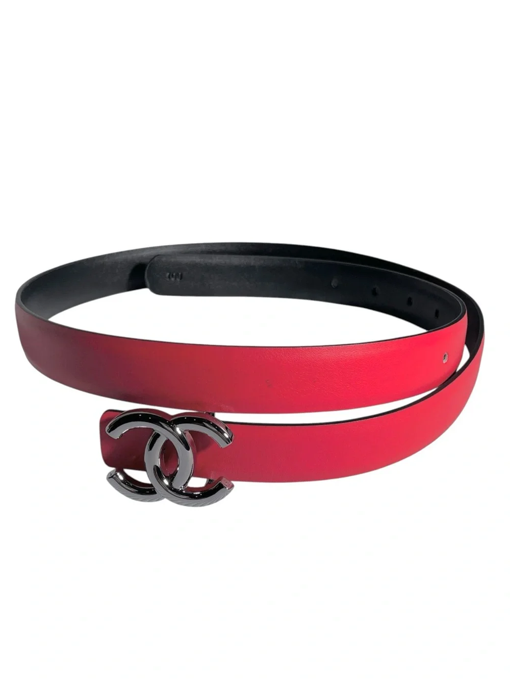 ❤️ Women’s Classic Red leather Belt with — Black/Silver-Tone Buckle ❤️